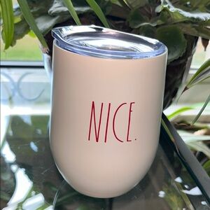 Rae Dunn Wine Tumbler with Red 'NICE' Text